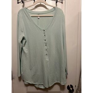 Colsie Glitter Romper Short Pajama Long Sleeve Mint Green Women’s L Metallic EUC